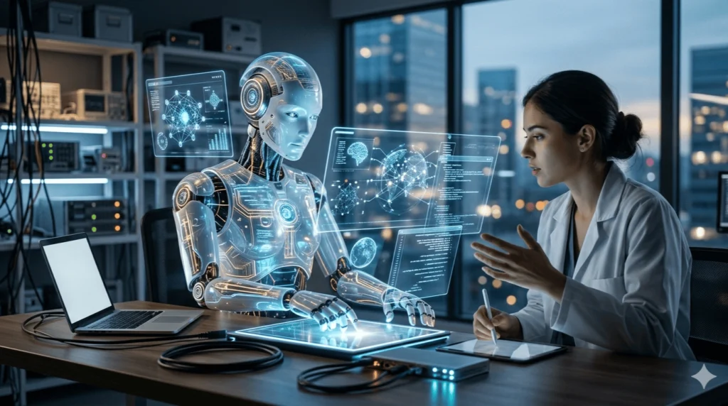 رسم توضيحي للذكاء الاصطناعي وكيف يعمل مع الشبكات العصبية والتعلم الآلي